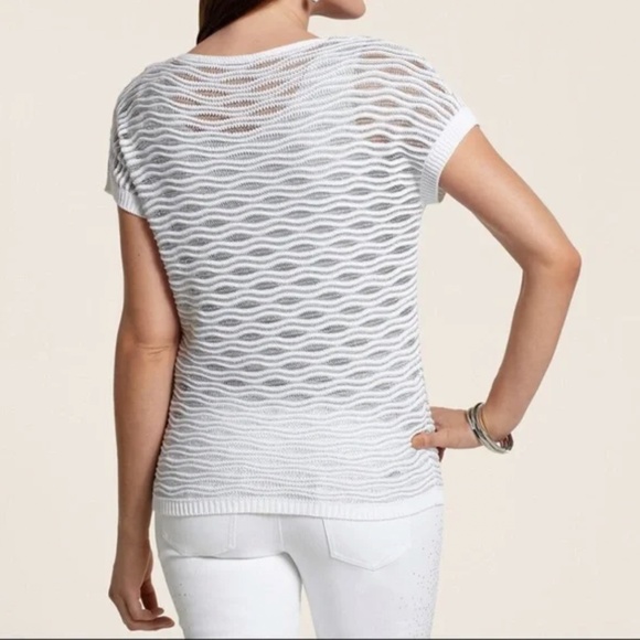 Chico’s Shine Stitch Ruth Pullover, White and Silver Sz 1 - Picture 7 of 7